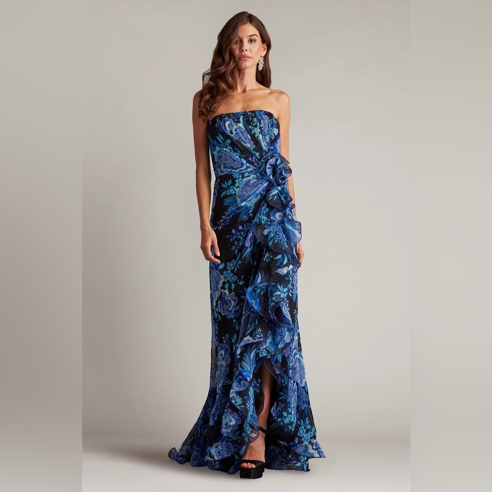 TADASHI SHOJI - MORWENNA FLORAL PRINT RUFFLE GOWN
